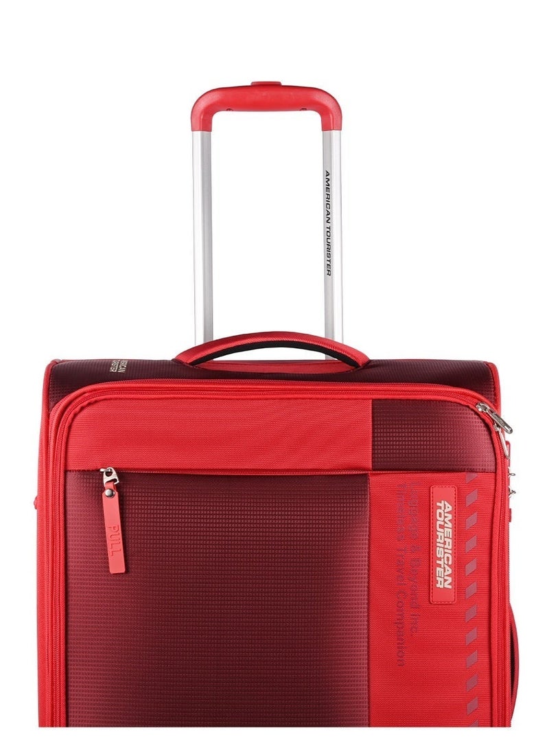 امريكان توريستر Marina Suitcase, Check-In Size 70 cm / 26 inch, 4 Spinner Wheels, Soft Top, 100% Polyester, Red|Inner Mesh Zippered Pocket|Expandable|TSA Lock|Voluminous Front Pocket - 3 Years International Warranty - Image 4
